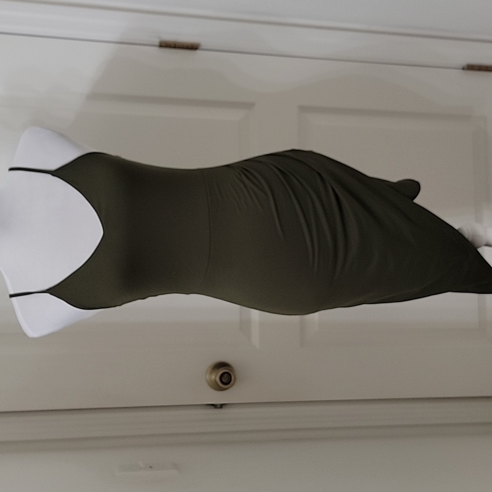 Image Nation (Imagenation) Size S Dark Olive Green Bodycon Halter Dress